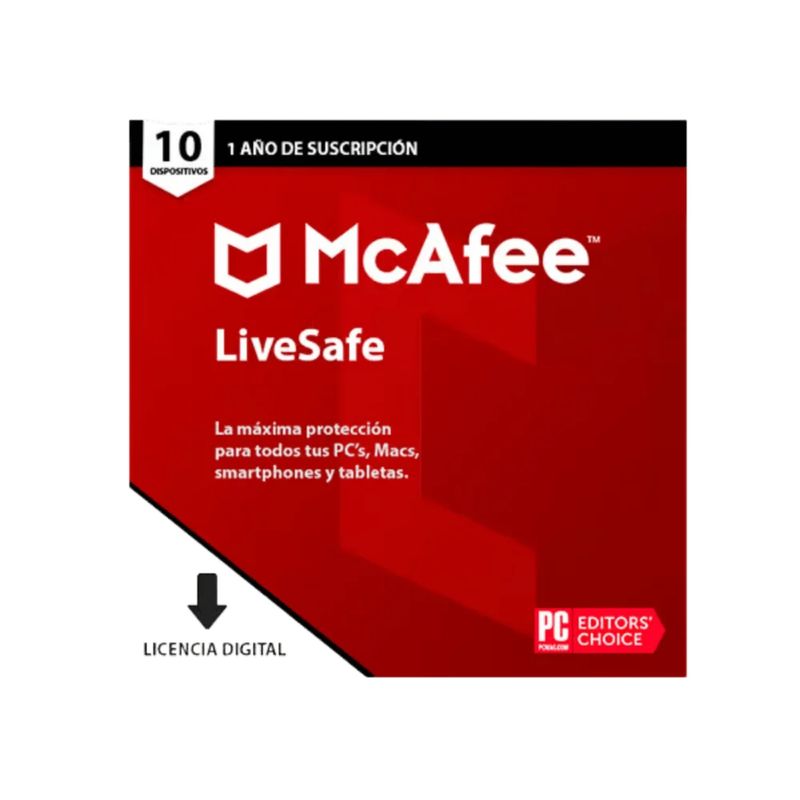MCAFEE - Antivirus McAfee LiveSafe 10 Dispositivos Por 1 Año