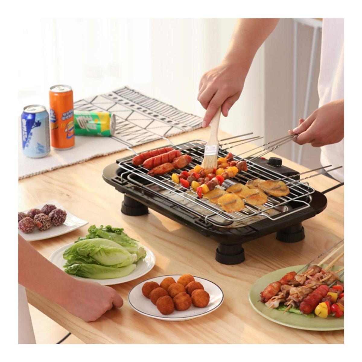 GENERICO - Parrilla de barbacoa para interiores parrilla eléctrica de interior de placa extraíble