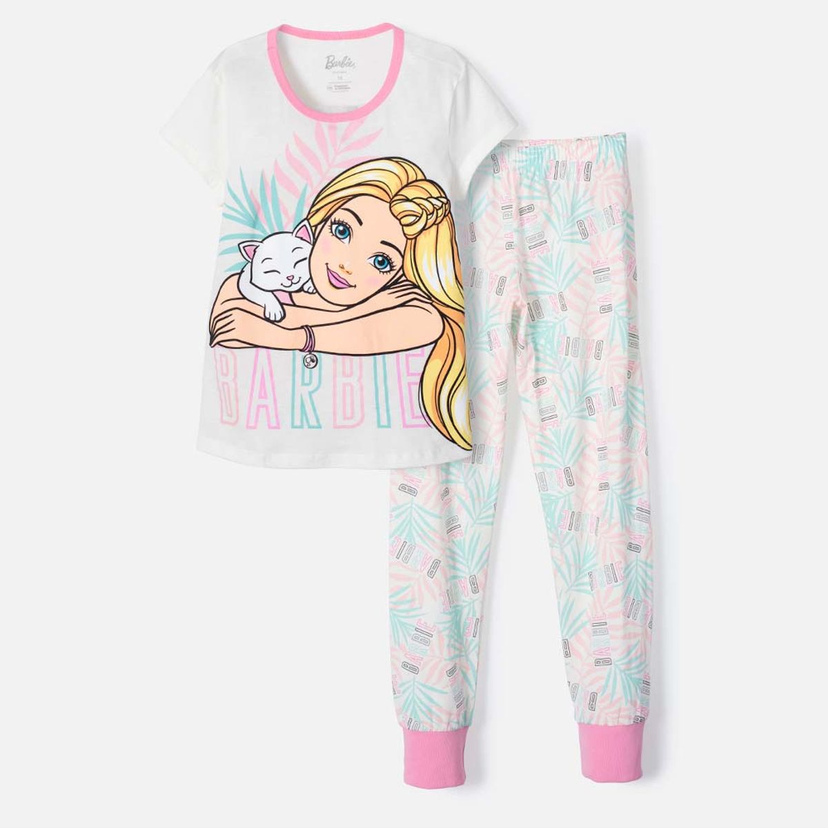 MATTEL - Pijama Barbie manga corta  para niña