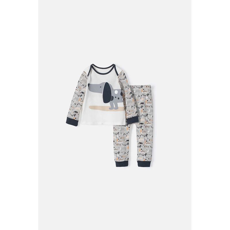 LITTLEMIC - Pijama LittleMic gris y marfil de manga larga para bebé niño