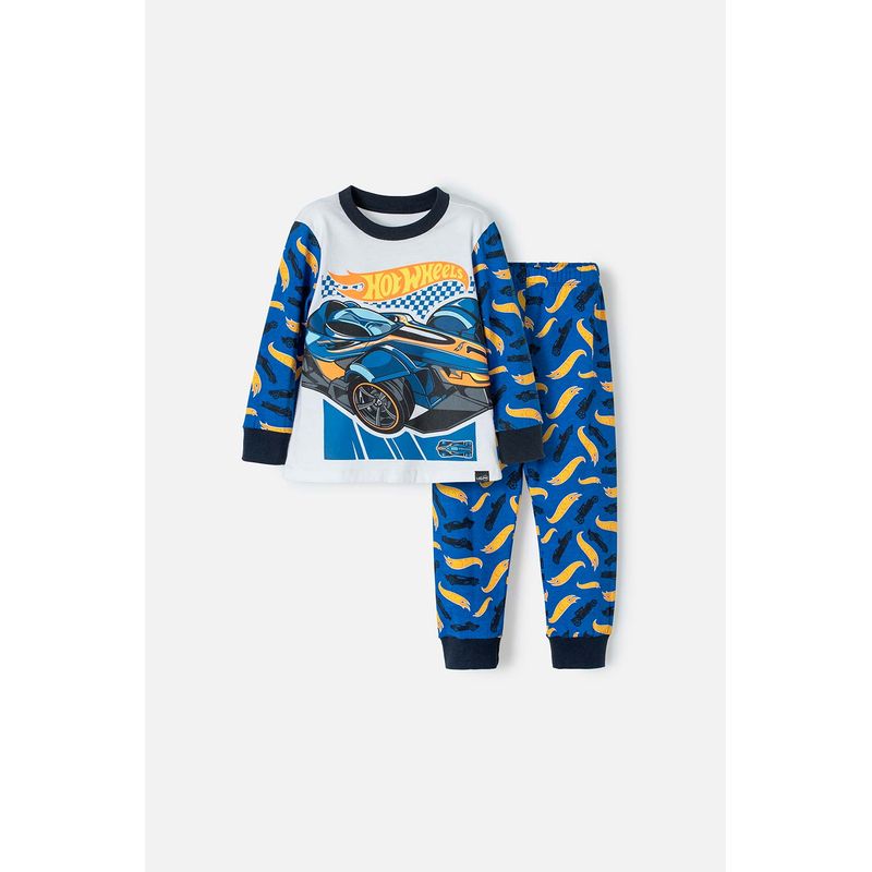 HOT WHEELS - Pijama de Hotwheels manga larga multicolor para niño 2T a 5T