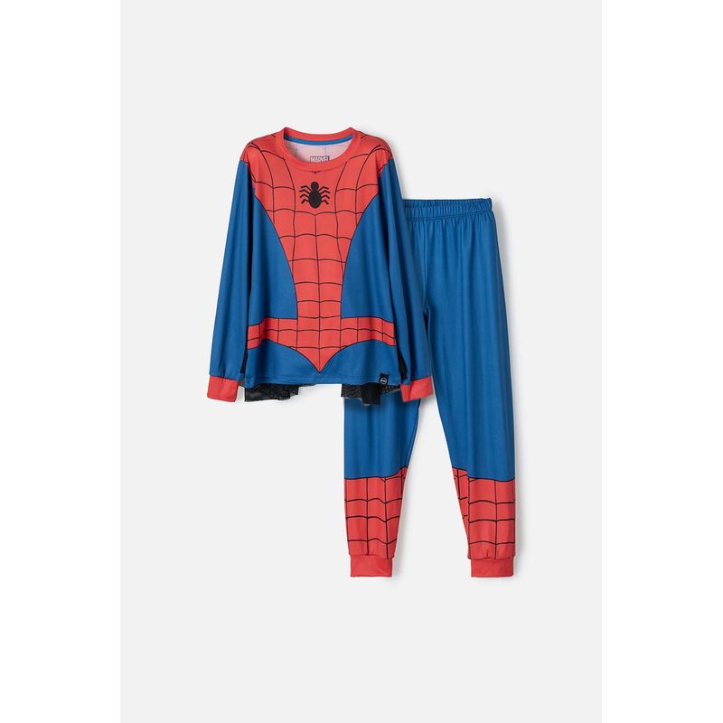 MARVEL - Pijama de Spider-man azul roja y negra manga larga para niño