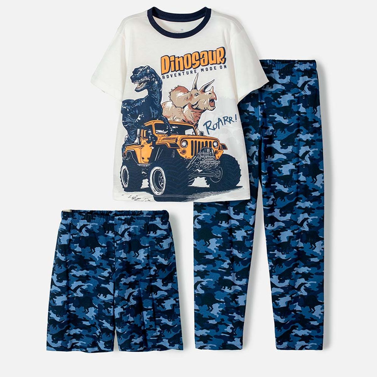 MIC - Pijama de Mic con pantalón largo azul y marfil para niño