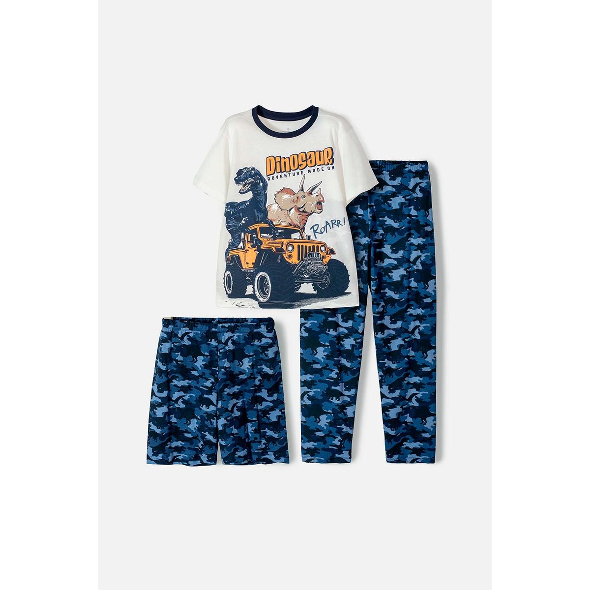 MIC - Pijama de Mic con pantalón largo azul y marfil para niño