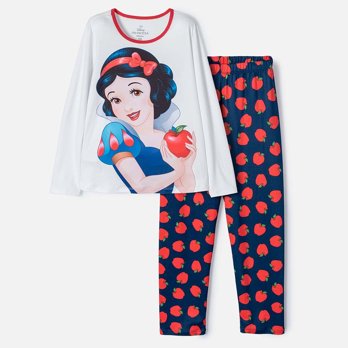 DISNEY - Pijama de Blancanieves blanca y azul de camiseta manga larga para niña