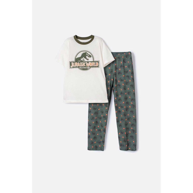 UNIVERSAL - Pijama de Jurassic World con pantalón largo verde para niño