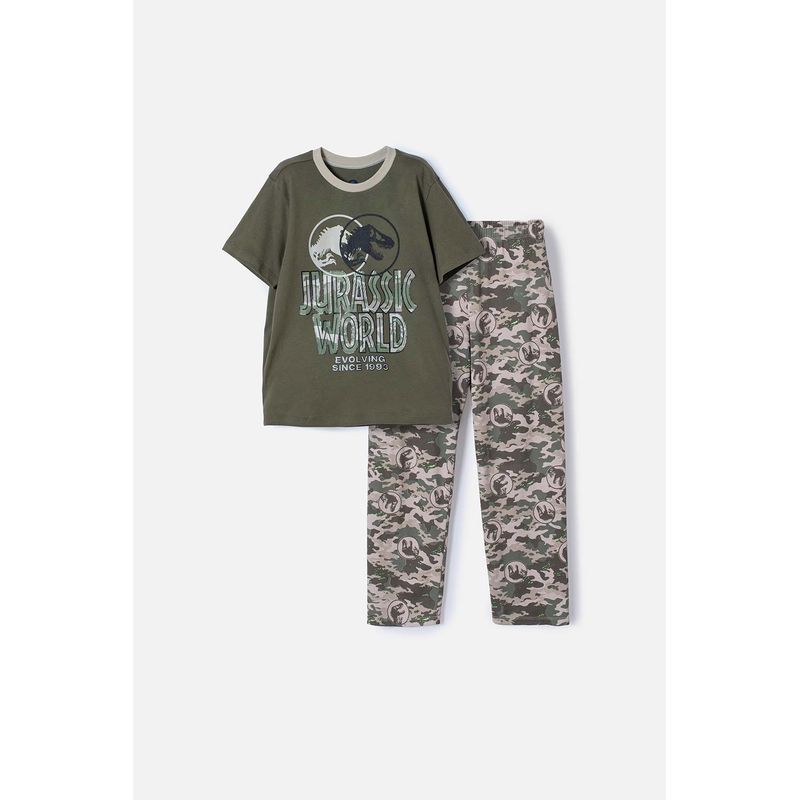 UNIVERSAL - Pijama de Jurassic World verde de camiseta manga corta para niño