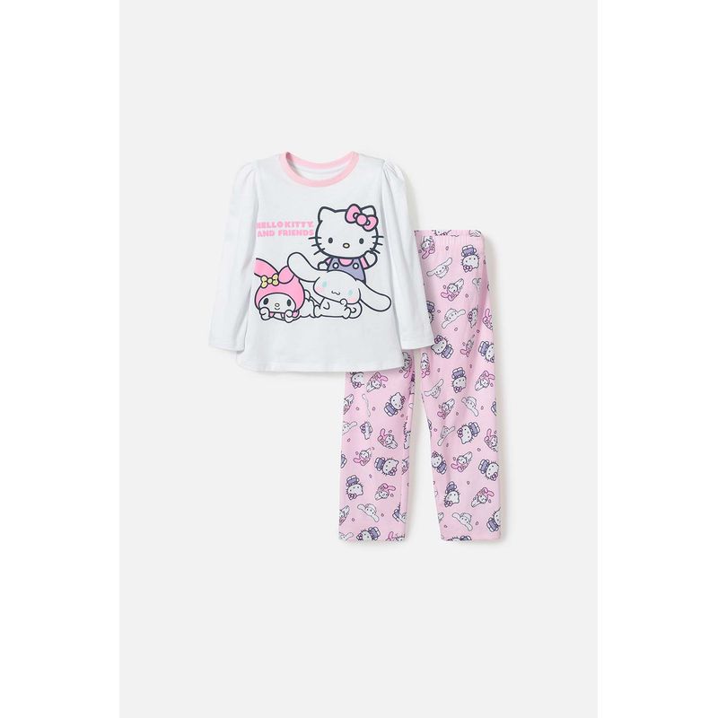 SANRIO - Pijama de Hello Kitty and Friends blanco para niña 2T a 5T