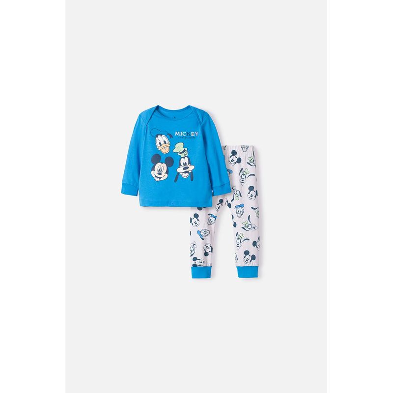 DISNEY - Pijama de Mickey Mouse azul manga larga para bebé niño