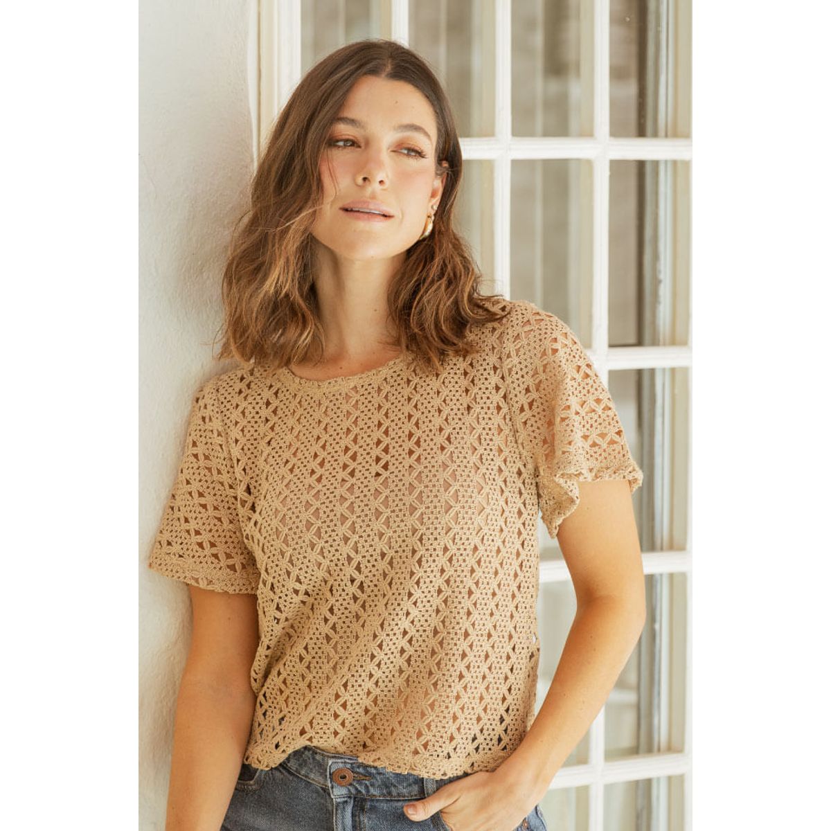 RAGGED - Blusa ellen tejida Beige oscuro Ragged