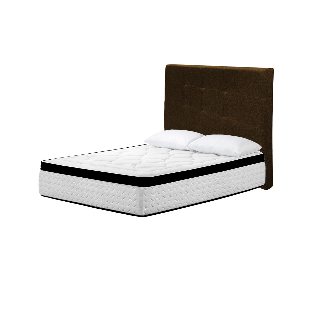 HIGH CLASS - Combo Menphis Queen Almohada Cabecero Chocolate