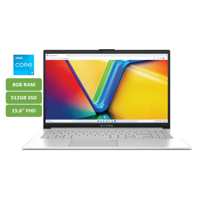 ASUS - PORTATIL ASUS - CORE I3 N305 - 8GB RAM - 512GB SSD - 156 FHD - MOD E1504GA-NJ722 - COMPUTADOR