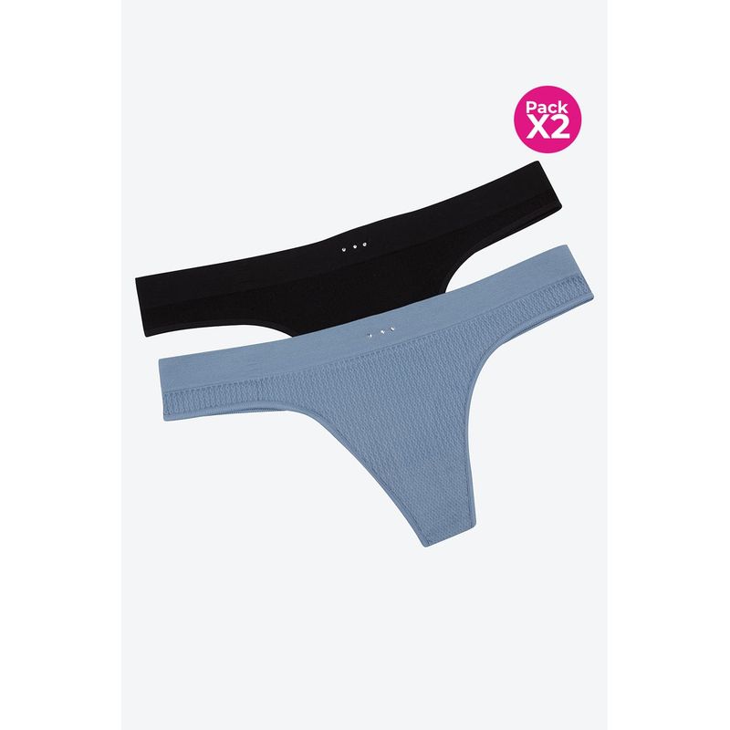 LILI PINK - Panty seamless tipo brasilera con textura espiga paquete x2