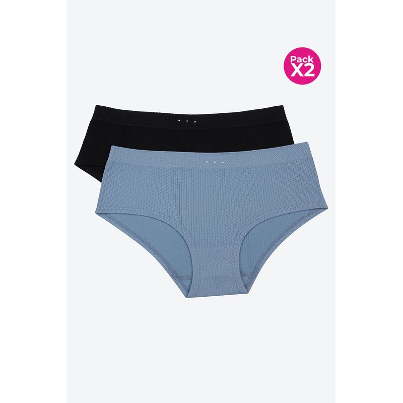 LILI PINK - Panty seamless tipo hipster con textura espiga paquete x2
