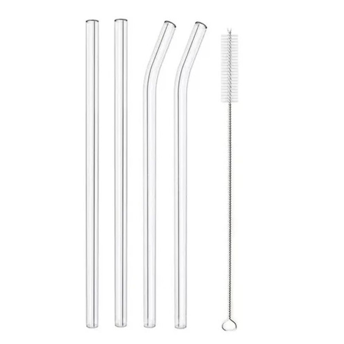 GENERICO - Pitillos En Vidrio Reutilizables X4 Unidades + 1 Limpiador