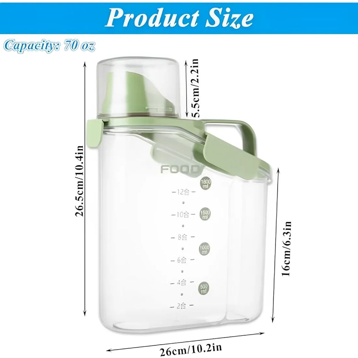 MILOPTS - Contenedor Dispensador Granos Cereales Con Tapa Medidora X3