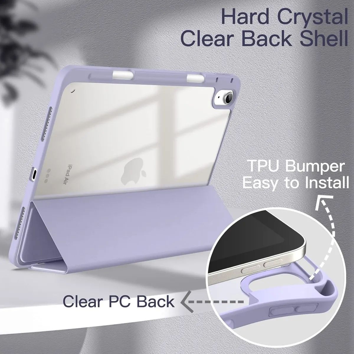 GENERICO - Estuche Smart Case Clear Para iPad Air 11 M2 2024 Lavanda