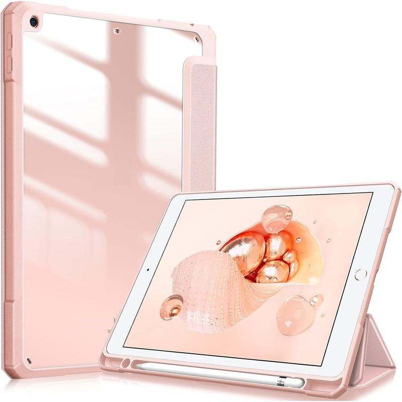 GENERICO - Estuche Smart Case Clear Para iPad 10.2 7/8/9 Generación Rosa