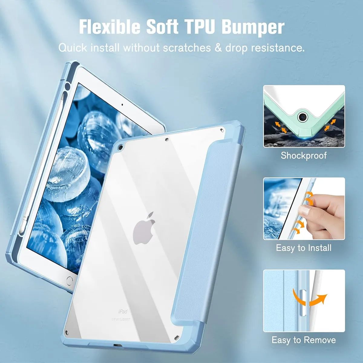 GENERICO - Estuche Smart Case Clear Para iPad 10ma Generación 10.9 Azul Claro