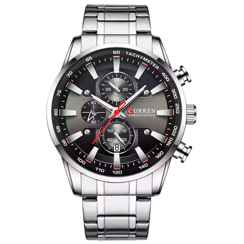 CURREN - Reloj Analágo Curren KREC971901-8351 Acero Inoxidable Plateado y Negro