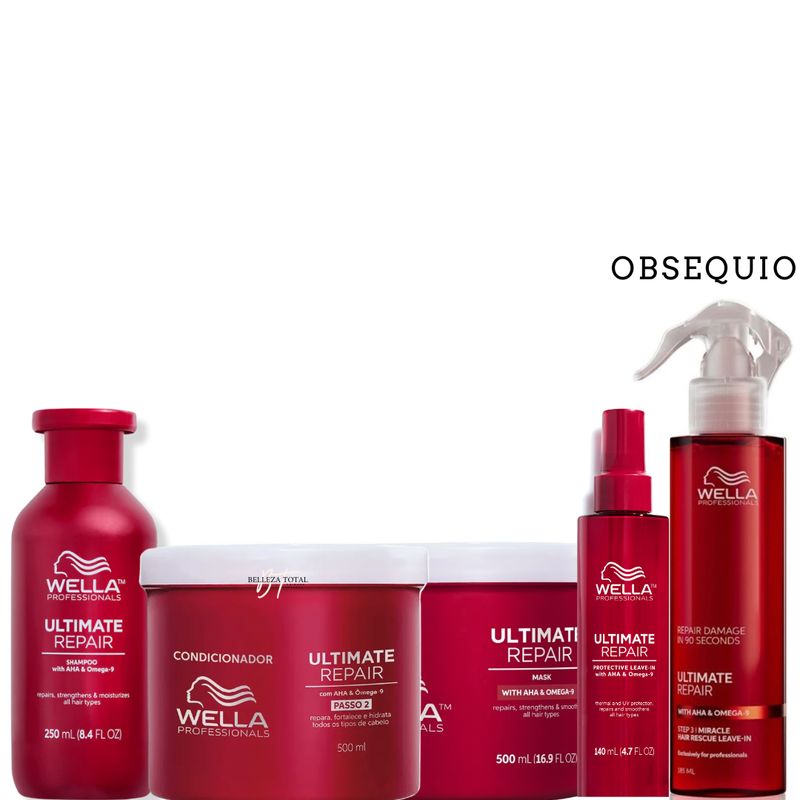 WELLA - Kit Wella Ultimate Repair Shampo+ Acond + Mascarill+Termop+Miracle