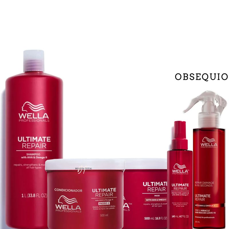 WELLA - Kit Wella Ultimate Repair Shampo+ Acond + Mascarill+Termop+Miracle