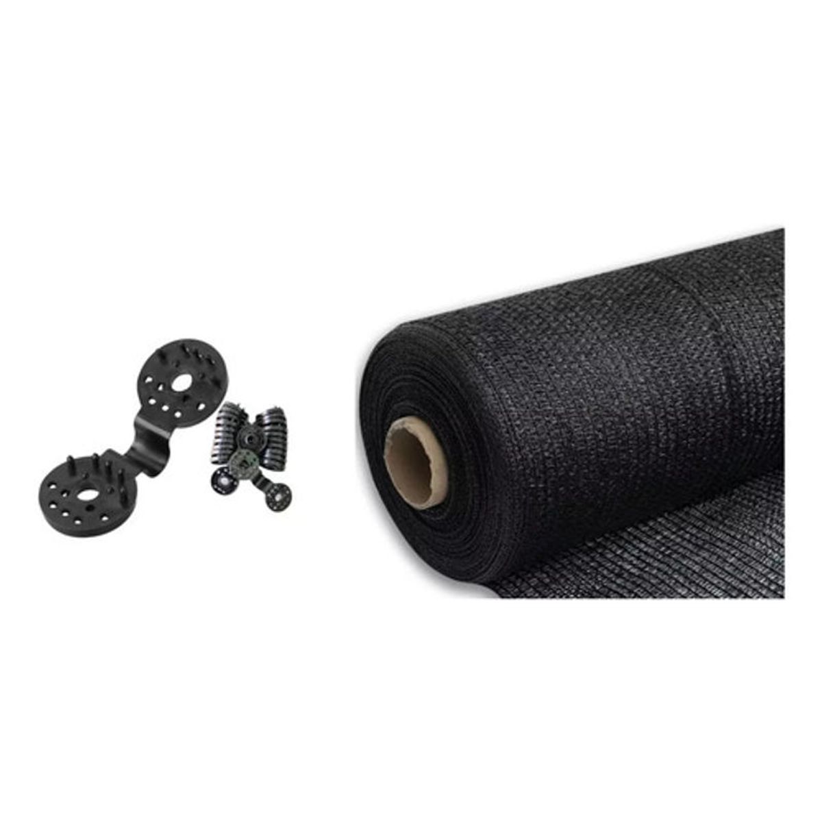 GENERICO - Polisombra Negra 80% 4m X 50m Largo + 50 Broches Plasticos