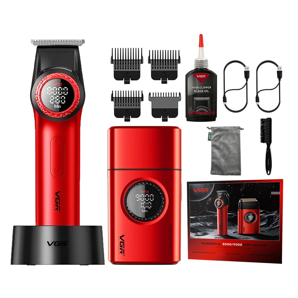 VGR - VGR V‑977 & V‑377 Professional Trimmer + Foil Shaver Combo