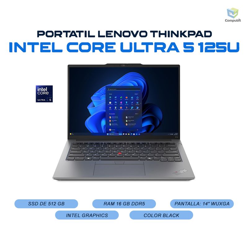 LENOVO - Portatil LENOVO THINKPAD Intel Core Ultra 5 125U 16GB DDR4 512GB SSD - E14 GEN 6