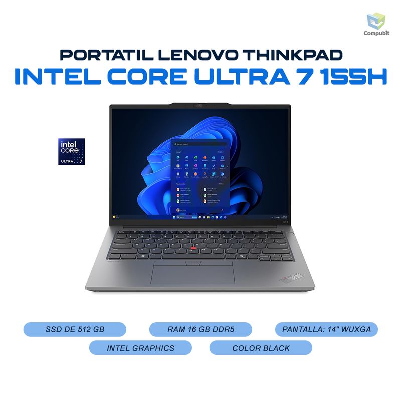 LENOVO - Portatil LENOVO THINKPAD Intel Core Ultra 7 155H 16GB DDR4 512GB SSD - E14 GEN 6