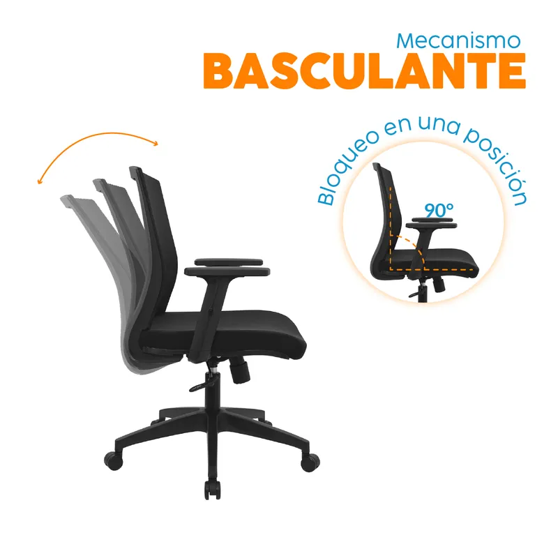 BONNO - Silla Escritorio Giratoria Negro Ssl Kata Bonno