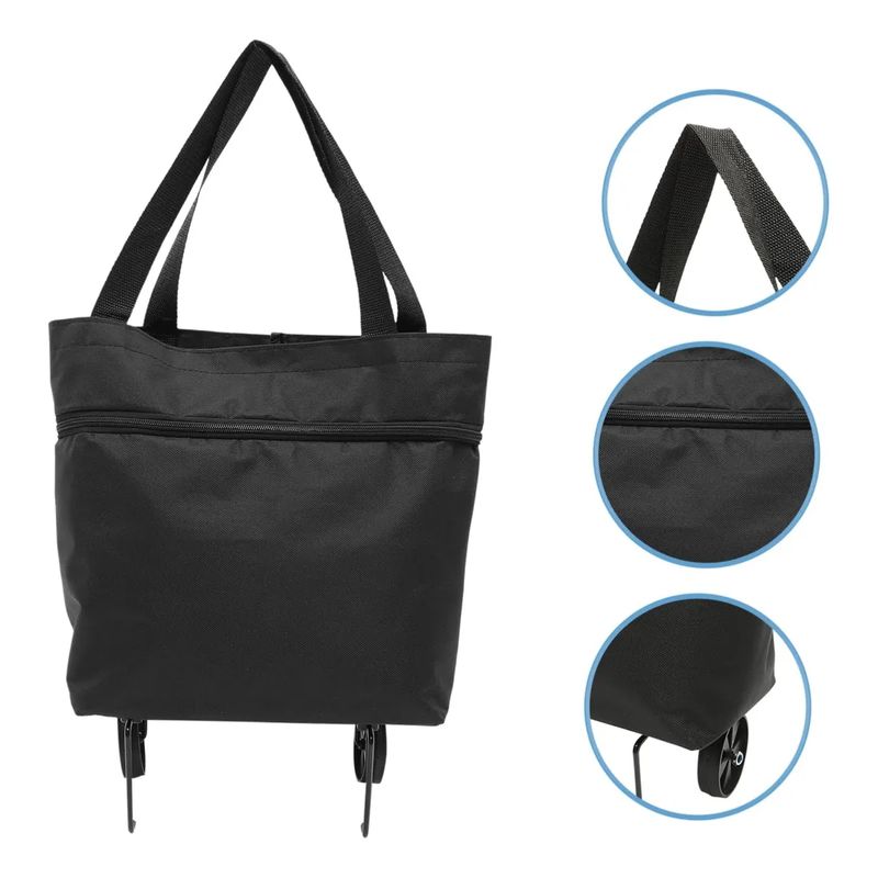 GENERICO - Carrito Bolso Plegable Mandado Con Rueda Portátil Cocina negro