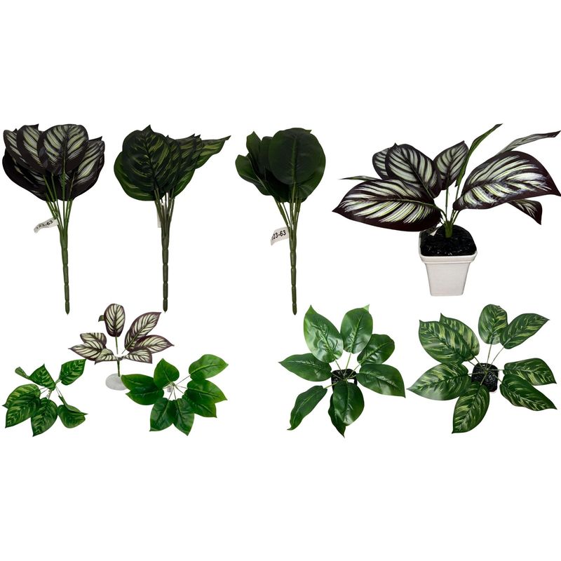 MAZUGI - Planta 9 Hojas Mata Verde Plástico Decoración Artificiales