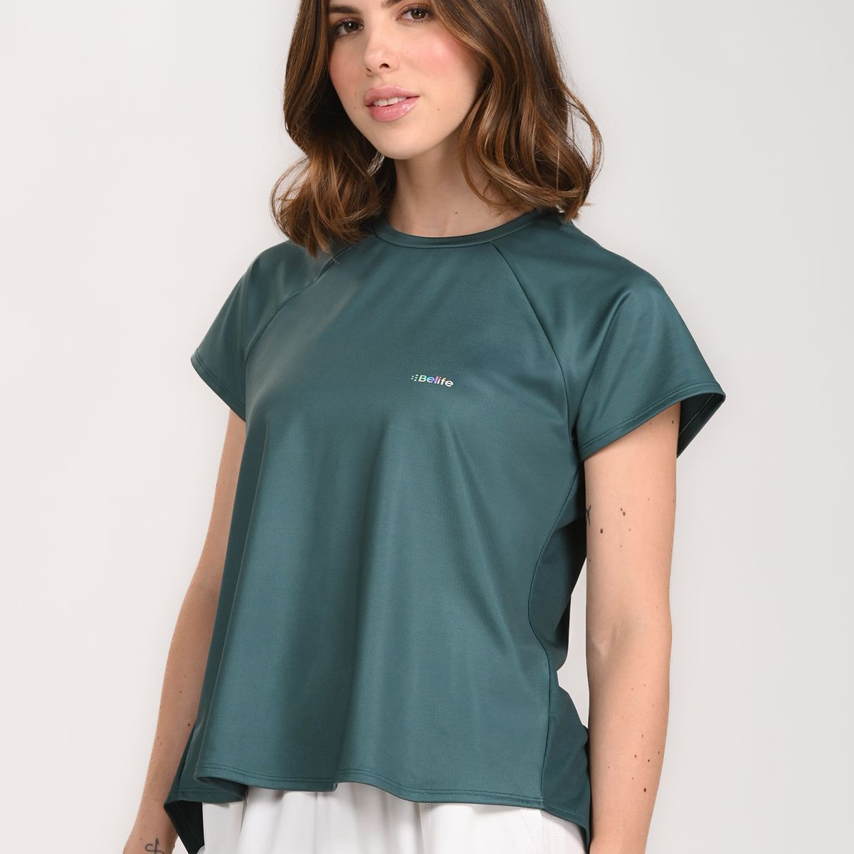 BELIFE - Camiseta manga corta verde para mujer