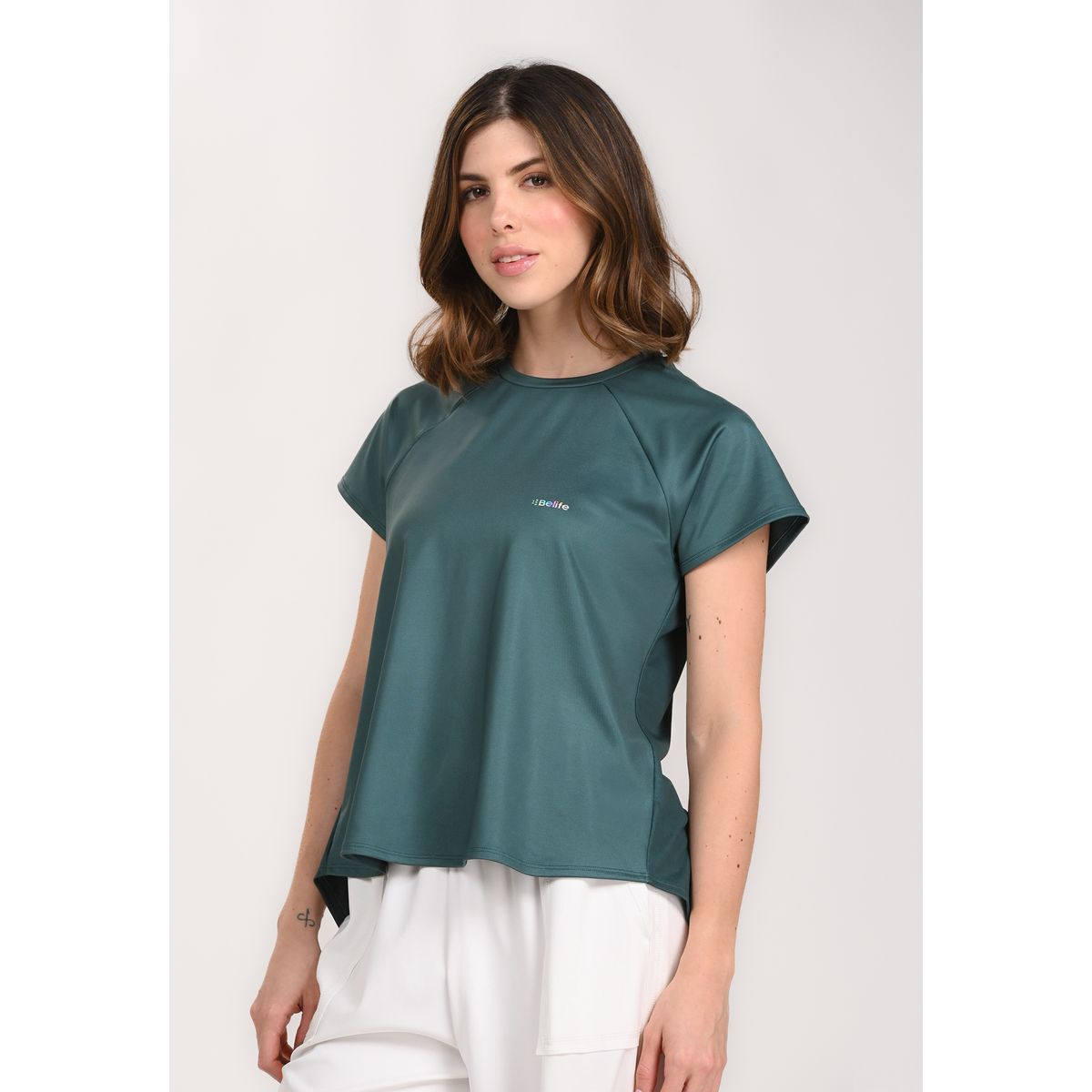 BELIFE - Camiseta manga corta verde para mujer