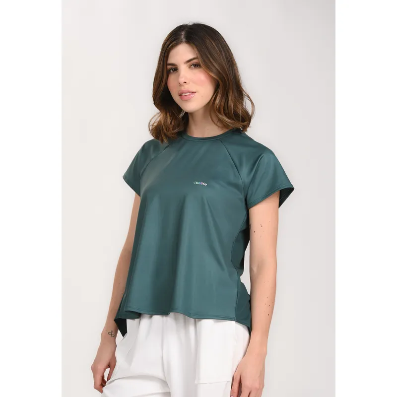 BELIFE - Camiseta manga corta verde para mujer