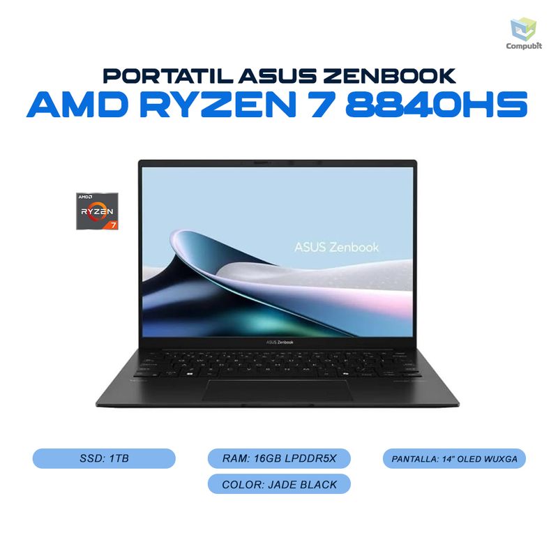 ASUS - Portatil ASUS Zenbook AMD Ryzen 7 8840HS 16GB DDR4 1TB SSD - UM3406HA-QD166