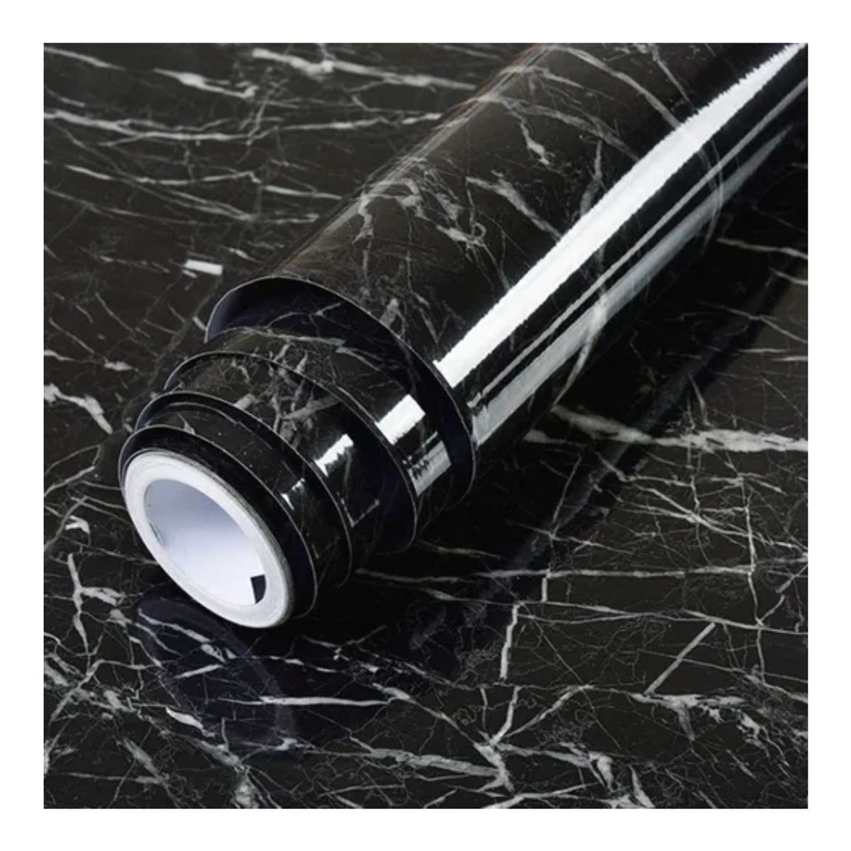 GENERICO - Papel Tapiz De Mármol Negro 5m X 60cm 3d Adhesivo