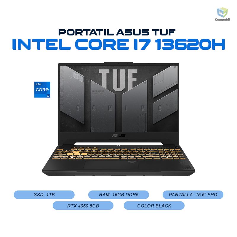 ASUS - Portatil ASUS TUF RTX 4060 8GB GDDR6 Intel Core i7 13620H 16GB 1TB SSD - FX507W-LP142