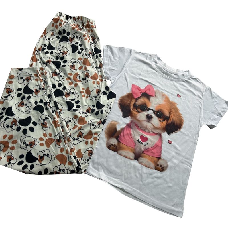 BRYKE - Pijama Niña Motivo Perrita en piel de durazno