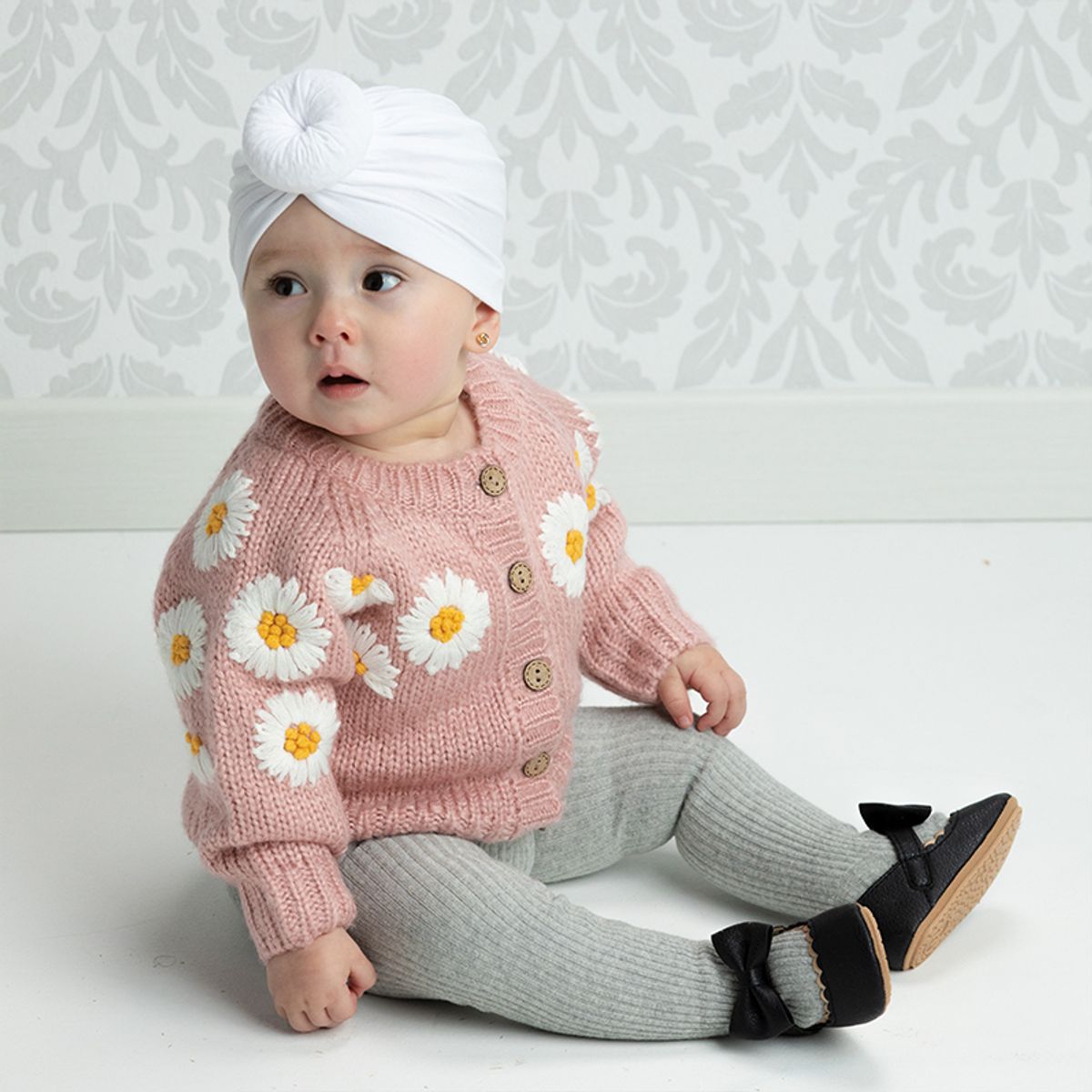 BABY SAMUU - Suéter tejido con flores bordadas Margarita