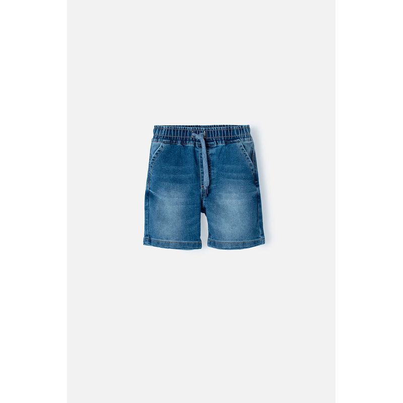 LITTLEMIC - Bermuda LittleMic en denim tono medio con elástico en cintura para niño 2T a 5T