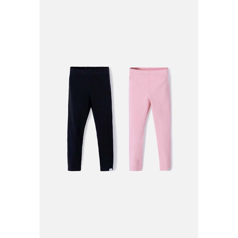 LITTLEMIC - Leggins X2 de LittleMic negro y palo de rosa  para niña 2t a 5t