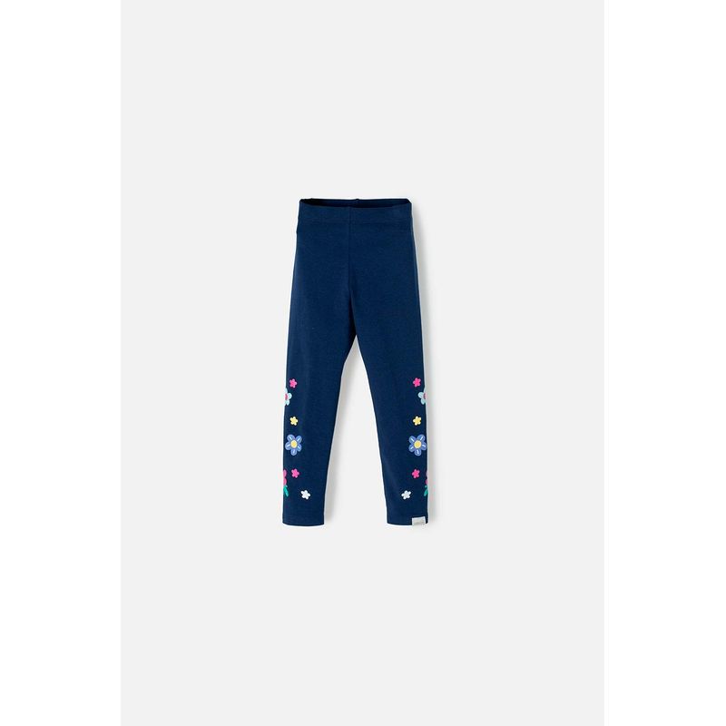 LITTLEMIC - Leggings azul con flores para niña 2T a 5T
