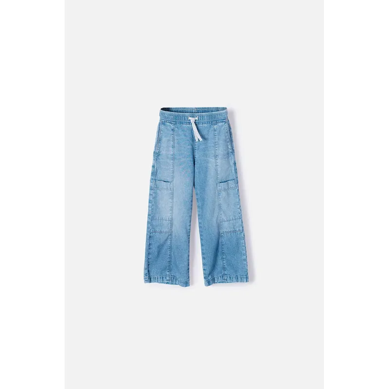 LITTLEMIC - Jean de Littlemic con cordón azul para niña 2T a 5T