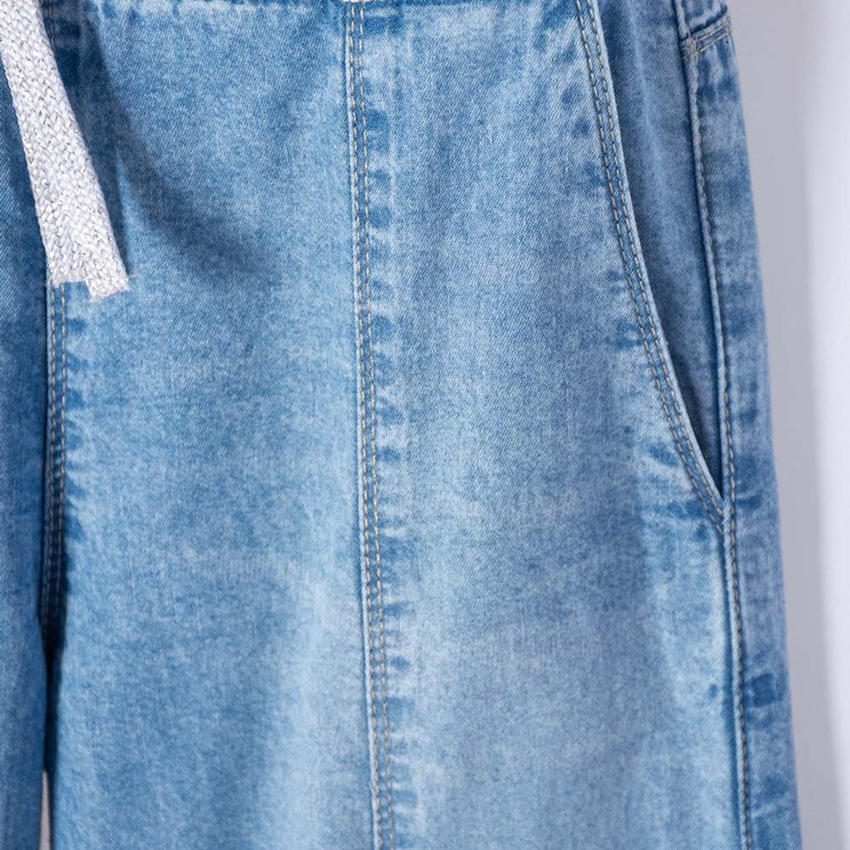 LITTLEMIC - Jean de Littlemic con cordón azul para niña 2T a 5T