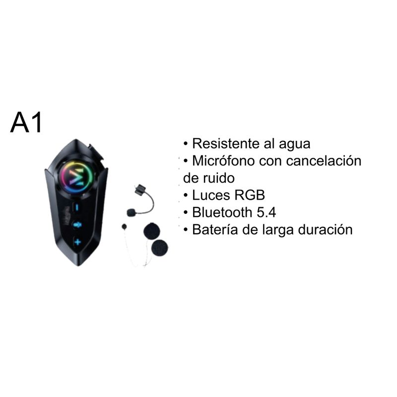 GENERICO - ntercomunicador A1 Bluetooth Moto con Cancelación de Ruido