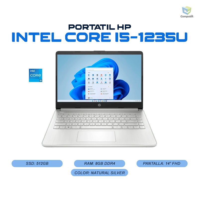 HP - Portatil HP Intel Core i5-1235U 8GB 512GB SSD - 14-DQ5039LA