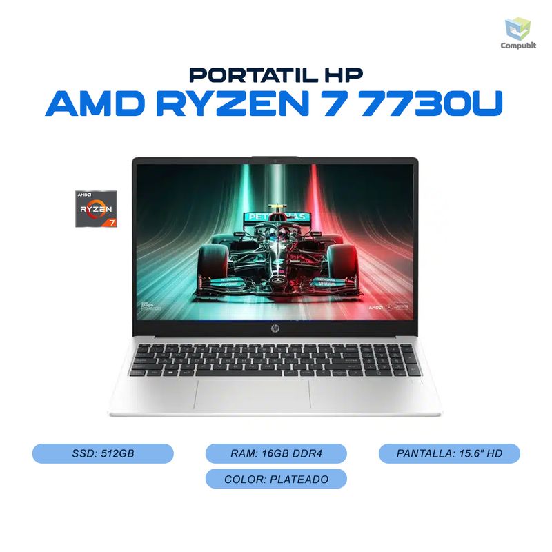 HP - Portatil HP AMD Ryzen 7 7730U 16GB DDR4 512GB SSD - 255 G10