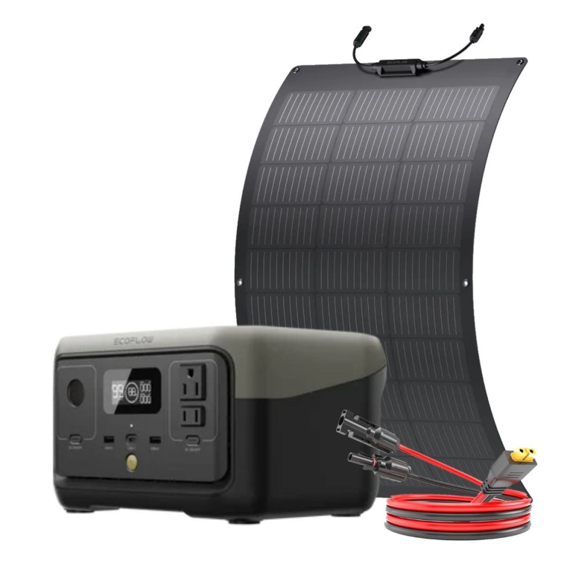 ECOFLOW - Kit Solar Portátil Ecoflow River 2 300w + Panel Flexible 100w